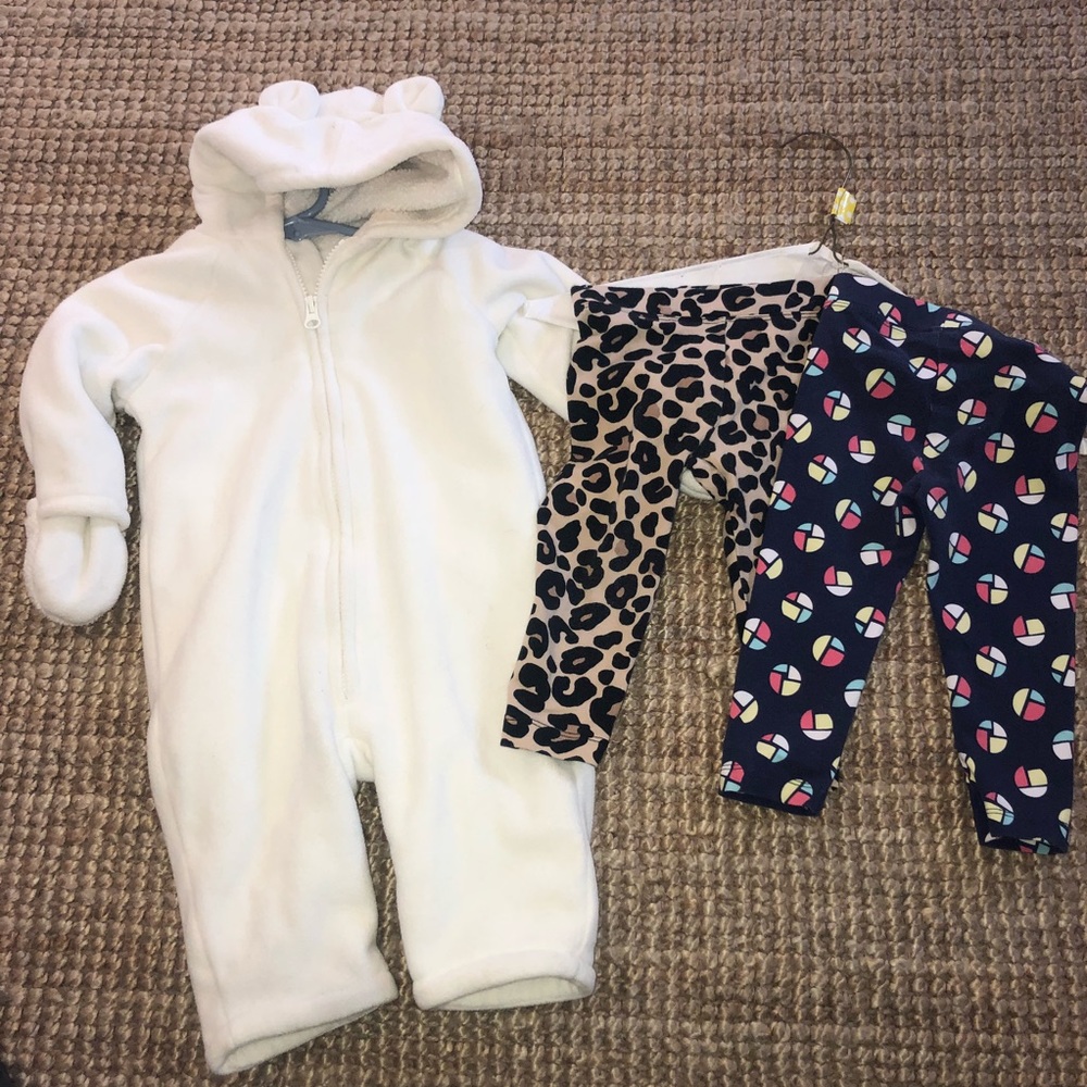 12-18m Girls Gymboree leggings & fleece hoody suit